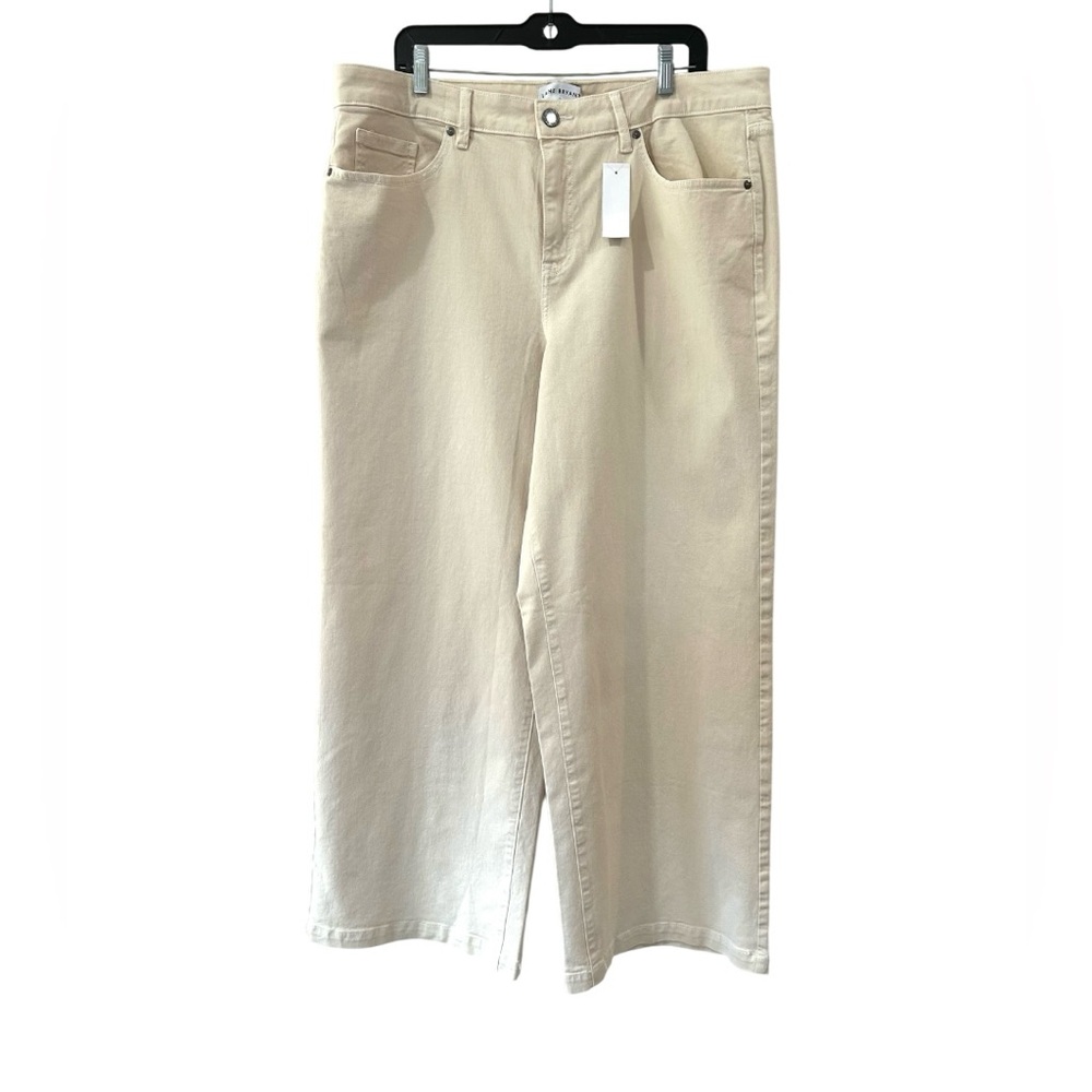 Lane Bryant women’s Signature Wide Leg mid-rise Jeans 16 ecru cream stretch NWT